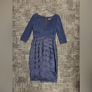 Adrianna Papell Midnight Blue Layered Dress